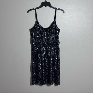 Express Women Blue/Black Mini Party Sequin Dress size M